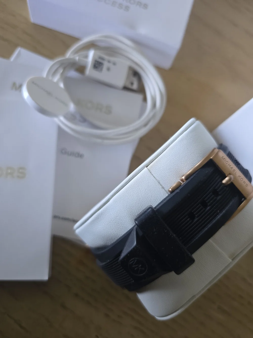 Michael Kors Rose Gold Smartwatch with Black Strap